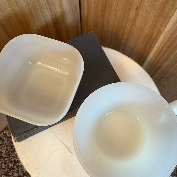 Fire king anchor hocking‎ milk glass handle soup bowl set - Picture 6 of 11